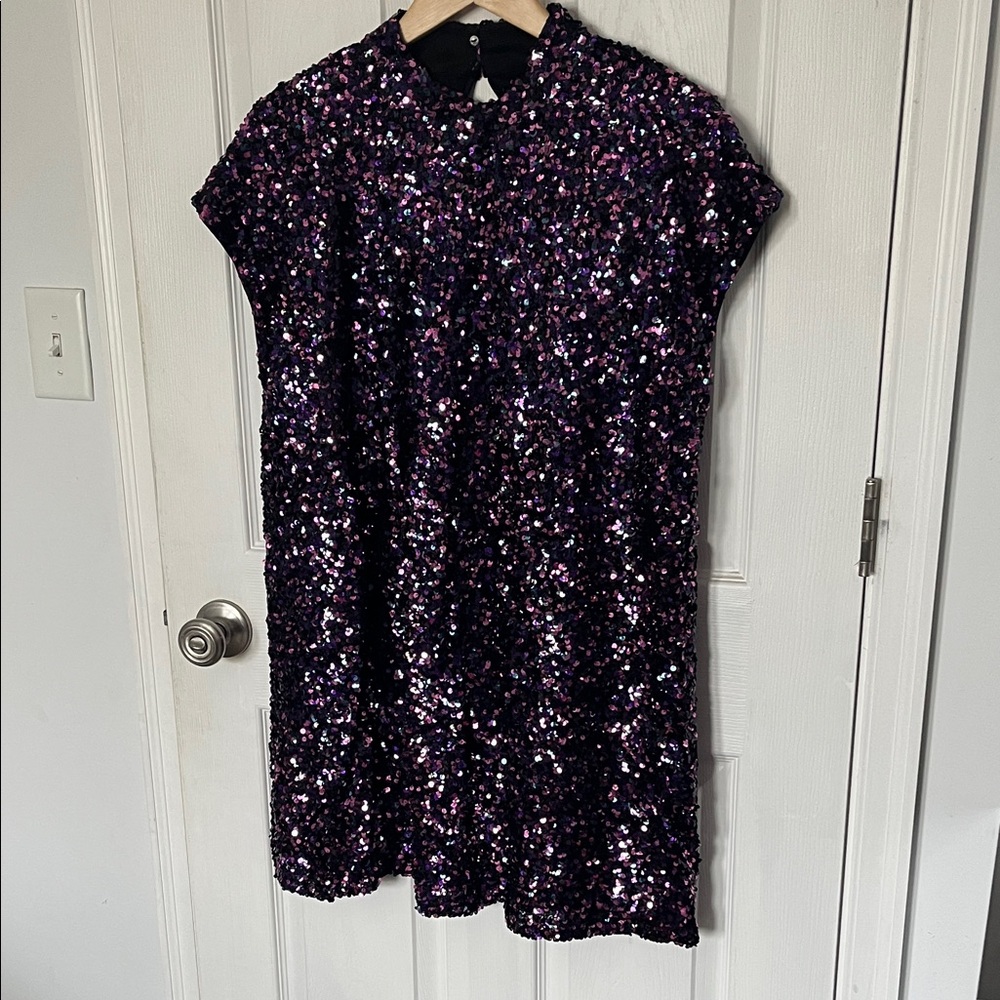 Zara Purple Sequin Mini Dress - Size XL